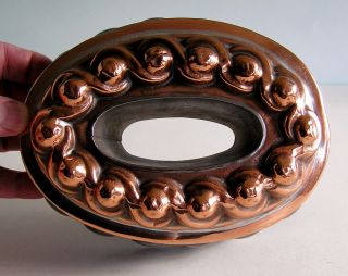 Antique Copper and Tin Oval Ring Mold for Desserts Pudding Marked 313 64 2