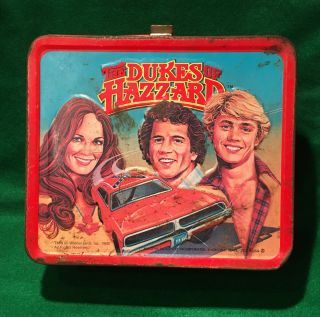 Nostalgic 1980’s Tin Litho Dukes Of Hazzard Lunch Box General Lee Dodge Charger
