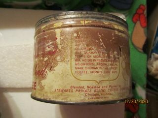 Vintage 1962 Stewart ' s Private Blend Coffee 1 lb Tin Can No Lid 2