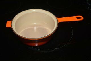 Vintage Cousances/ Le Creuset 18 Orange Red Sauce Pan No Lid Enamel Cookware