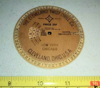 Vintage 1911 The Cleveland Twist Drill Co Advertising Celluloid Tool Gauge