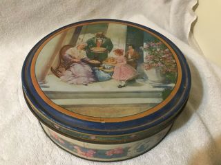 Vintage Plantation Scene Metal 10 " Cookie Tin - Southern Biscuit Co.  Canco