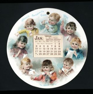 1892 Hood’s Sarsaparilla Calendar,  Complete,  Full Pad,  7” Round
