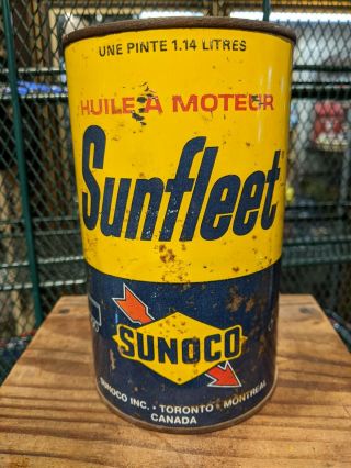 Vintage Sunoco Sunfleet Motor Oil 1 Quart All Metal Can