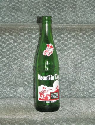 Vintage Green Mountain Dew 12 Oz.  Bottle Great Graphics Red/white Hillbilly