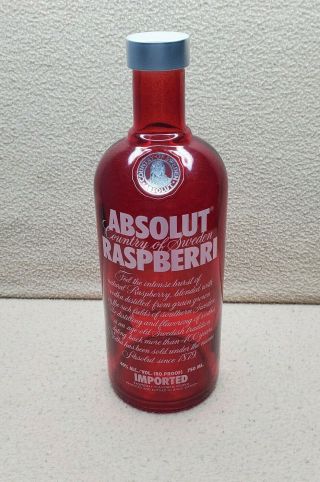 Absolut Raspberri Vodka 750 Ml - Red Glass Bottle Rare Discontinued Flavor Empty