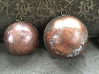 Vintage Set of 2 Antique Copper Nesting Bowls 2