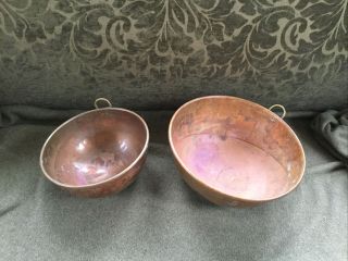 Vintage Set of 2 Antique Copper Nesting Bowls 3