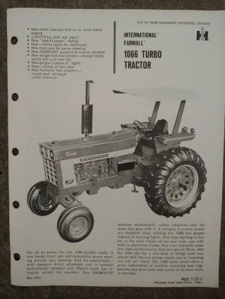 Rare Old Ih International Harvester Farmall 1066 Turbo Tractor Flyer