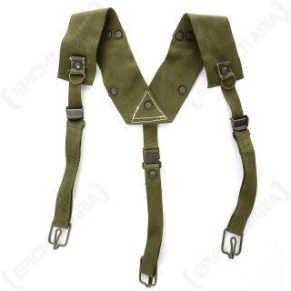 Czech Army Military Y - Strap Suspenders Braces - Olive Green
