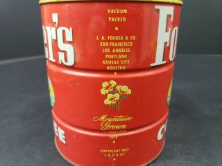 folgers coffee vintage ship 1952 metal can with lid Old 2