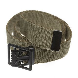 U.  S Military Style Khaki Web Belt With Black Metal Open Face Buckle 54 " Inches