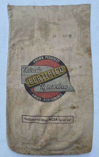 Farm Find Vintage 1950’s Nebraska Certified Hybrid Corn Advertising Seed Sack