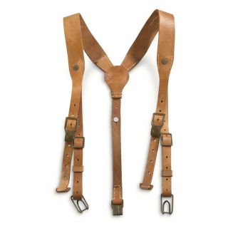 Czech Army Y - Strap Leather Suspenders Harness Military Suspenders Small