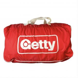 Vintage Getty Oil & Gas Company Advertising Red Duffel Luggage Bag Duffle