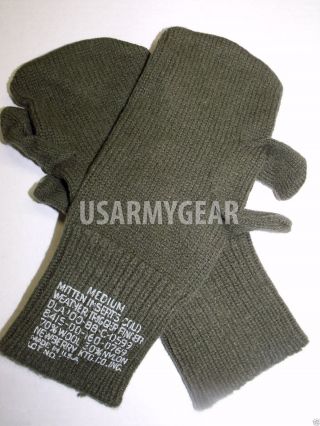 Us Army Wool Trigger Finger Mitten Liners Cool Sniper Gloves Medium M Usgi