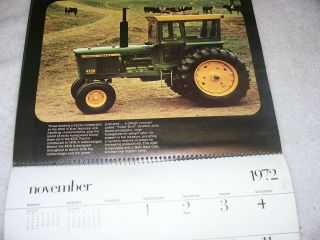 1972 John Deere Calendar 7020 4320 3010 720 60 R D Tractor St James Minnesota