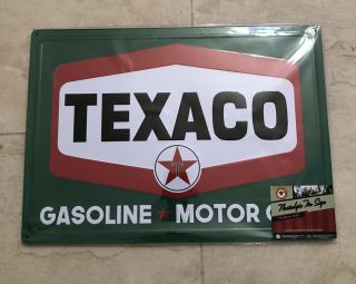 Texaco Gasoline Motor Oil Nostalgic Tin Sign 17 " X 12 " Vintage Style Wall Decor