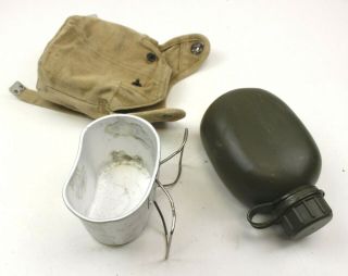 1951 Danish Army Water Bottle,  Cup & Webbing Pouch 2 Pint (no5)