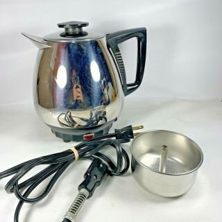 Vintage Jet O Mat Matic 3 To 10 Cup Coffee Electric Percolator Model 10 Heats Up