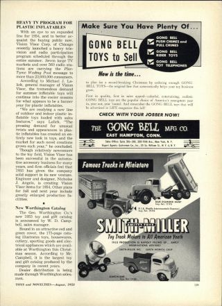 1953 Paper Ad Smith Miller Toy Truck Blue Diamond Dump Pie Hollywood Searchlight