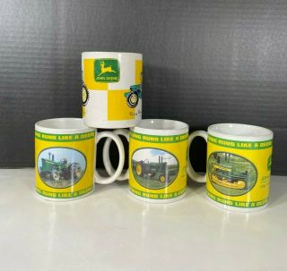 Set of 4 John Deere Coffee Mugs Cups Nothing Runs Like A Deere Tractor 2