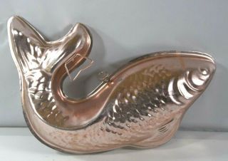 Vintage Mid Century Copper 12 " Fish Jelly Mold Farmhouse Decor And/or Use