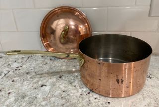 Vintage Paul Revere Ware 1801 Usa Solid Copper Pot 1 - 1/2 Qt (signature)