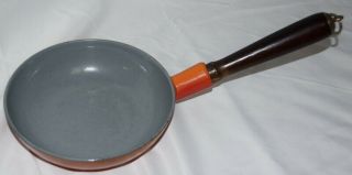 Vintage Descoware Enamelware Skillet Frying Pan Flame Orange,  6 " Vg