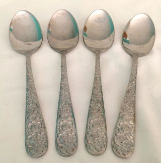 4 Vintage Towle Supreme Cutlery Scc Flowered Spoons,  Heavy Weight