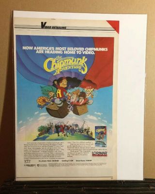 1987 The Chipmunk Adventure Movie Promo Print Ad Color (j16)