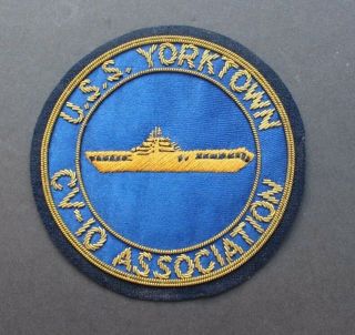 Vintage U.  S.  Navy U.  S.  S.  Uss Yorktown Cv - 10 Association Silk Patch 4 " Across