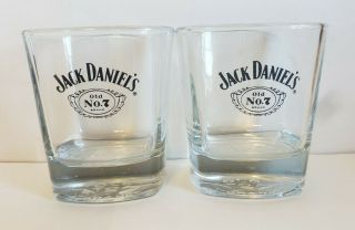 2 Jack Daniels Whiskey Square Tumbler Rocks Glass Old No 7 (2 Glasess)