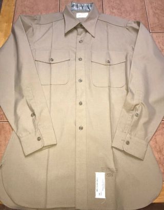 Nos Vintage Usmc Us Marine Corps L/s Uniform Shirt Sz 14 32 Great Northern