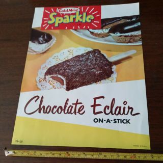 Vintage Ice Cream Ephemera Gold Mine Sparkle Chocolate Eclair On A Stick 9 X 12
