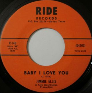 Jimmie Ellis " Kiddo " / " Baby I Love You " Ride Records 45 - Northern Soul