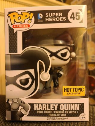 Funko Pop Dc Comics: Harley Quinn (black & White) 45.  Vaulted,  Hot Topic
