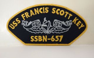 Uss Francis Scott Key Ssbn - 657 Bordered With Grey Design Patch Patches Usn