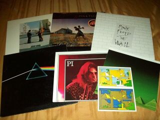 4 Pink Floyd Lps The Wall Dark Side Of The Moon W/ Posters Wish You Were Here Nm