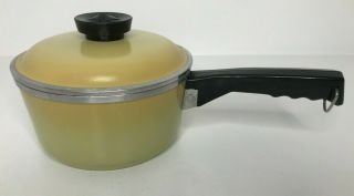 Vintage Club Cookware 2.  5 Qt Cast Aluminum Sauce Pan Harvest Gold Yellow W/lid