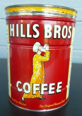 Vintage Hills Bros Coffee 2 Lb Keywind Tin Can Right Lid San Francisco Cal