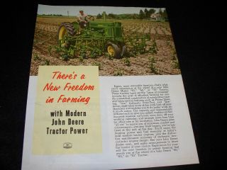 1955 - 56 John Deere 50 60 70 Lp Diesel Tractor Furrow Insert Brochure