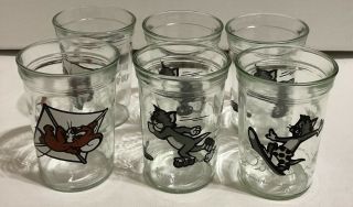 Set Of 6 Vintage Tom & Jerry Glasses - Welch’s Jelly 1990.