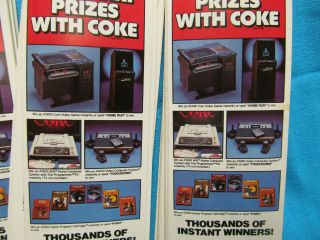 1983 COCA COLA WIN ATARI 2600 400 PRIZES WITH COKE ADVERTISING BOTTLE HANG TAGS 2