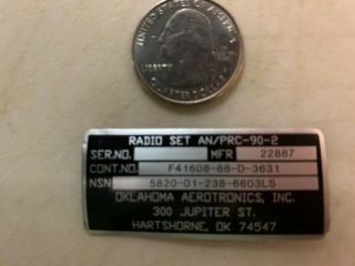 Military Radio An/prc - 90 - 2 Foil Label