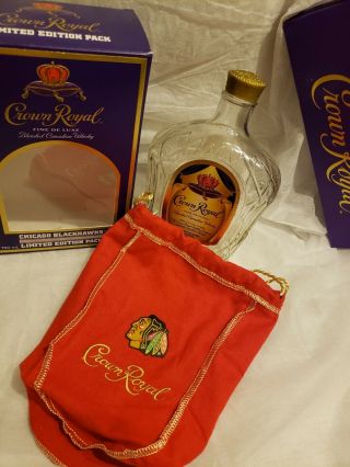 Crown Royal Chicago Blackhawks Limited Edition Pack Red Bag Box Rare Collectable