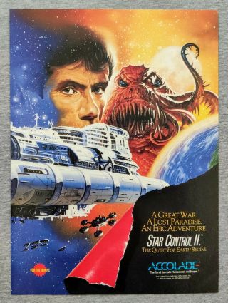 Star Control Ii 2 Pc Ibm | 1992 Vintage Print Ad Poster Official Rare Big Box