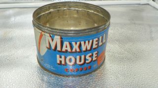 Vintage Maxwell House Drip Grind Key Wind 1 Pound Coffee Tin Can - No Lid,  Hobok