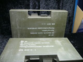 2 X Grenade Case Military Green German Gv30 Hand Carry Storage Box Plastic
