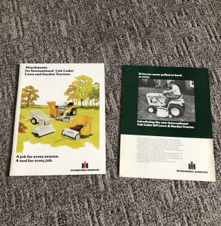 1974 International Cub Cadet Tractors Attachments Sales Brochure W/insert